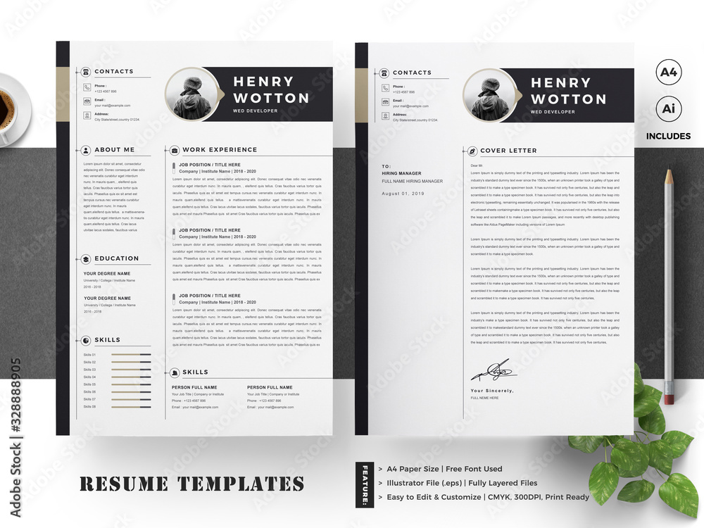 Resume Template Stock Vector | Adobe Stock