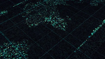 Poster - Abstract animation of world map in digital screen with colorful dots and lines, seamless loop. Animation. Abstract globe background with digital screen in cyberspace.
