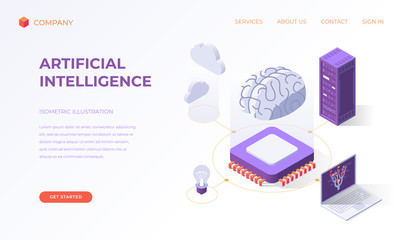 Wall Mural - Landing page for computer artificial intelligence