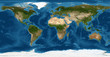 World map, Earth flat view from space. Physical map on global satellite photo. Elements of this image furnished by NASA.