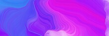 Vibrant Colored Banner With Waves. Elegant Curvy Swirl Waves Background Illustration With Dark Orchid, Magenta And Royal Blue Color