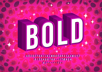 Aufkleber - Bold 3d Font. Alphabet letters, numbers and symbols. Typography design vector