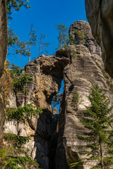 Naklejka na meble Adrspach Teplice rocks, the sandstone landscape in Bohemia, Czech Republic. Cliffs and mountains in Adršpach-Teplice Rocks. Adersbach-Weckelsdorfer Felsenstadt, Europe hills.