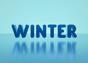 Wall Mural - winter headline glossy text on blue background 3d render