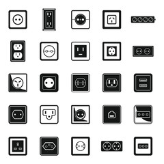 Poster - power socket plug icons set. simple set of power socket plug vector icons for web design on white ba