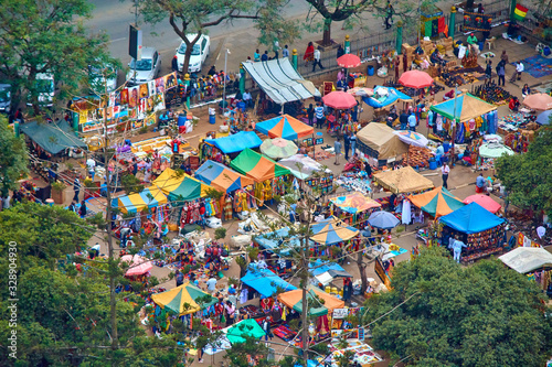 Fotomural Street Market in Nairobi streets from the top of the Kenyatta International Convention Centre