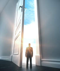 Poster - Businessman walking in open door