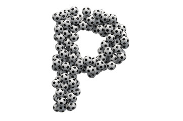 Poster - Letter P from soccer balls, 3D rendering