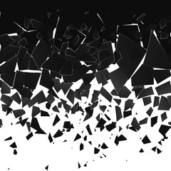 Poster - Destruction effect. Abstract cloud of pieces and fragments after wall explosion. Vector