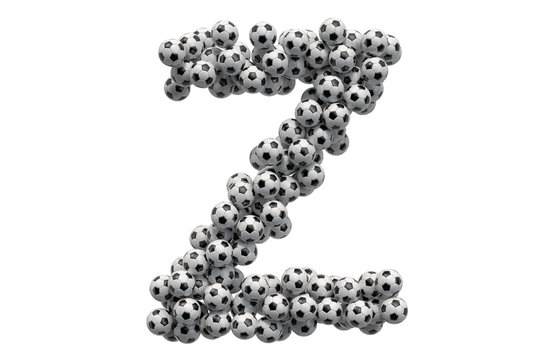 Letter Z from soccer balls, 3D rendering