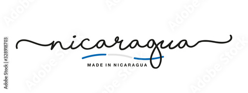 Fotografía Made in Nicaragua handwritten calligraphic lettering logo sticker flag ribbon ba