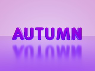 Wall Mural - autumn headline glossy text on purple - violet background 3d render