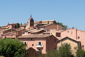 Wall Mural - Roussillon houses hill village view red ocher Provence region France Europe