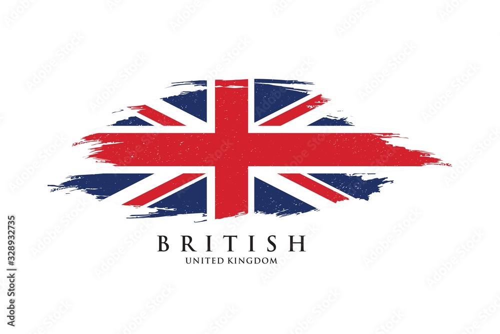 United Kingdom flag in grunge style. Brush stroke British flag. vector ...