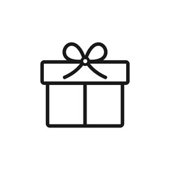 Wall Mural - Gift box icon in line style isolated on white. vector illustration