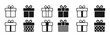 Gift box icon in line style isolated on white. vector illustration