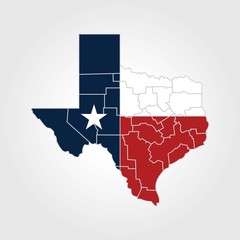 Wall Mural - Texas map. Texas flag inside the map.Vector icon illustration. 