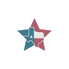 Wall Mural - Texas map. Texas flag inside the map.Vector icon illustration.