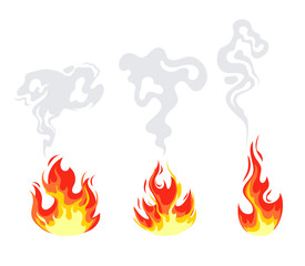 Canvas Print - Fire flame with smoke isolated set. Vector flat graphic design illustrationfireplace, silhouette, comic, painting, flat, drawing, graphic, effect, glow, blazing, icon, sign, decoration, emblem, art, s