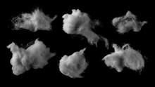 Set Wadding, Absorbent Cotton Wool Isolated On Black Background And Texture, Clipping Path