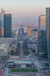 © Franck Legros - Paris, France - 03 21 2020: Panoramic view of the Defense towers district at sunset
