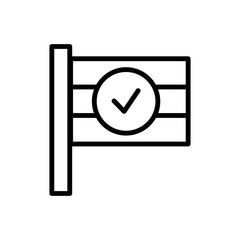 Poster - Flag, check mark icon. Simple line, outline vector elements of success for ui and ux, website or mobile application