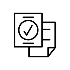 Poster - Document, check mark icon. Simple line, outline vector elements of success for ui and ux, website or mobile application