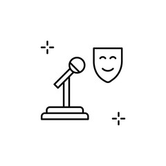 Poster - Microphone icon. Simple line, outline vector elements of theatre for ui and ux, website or mobile application