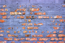  Old Peeling Brick Wall Painted With Purple Paint