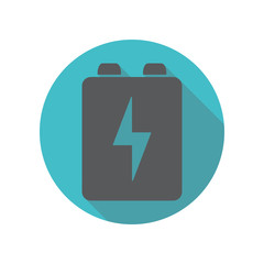 Poster - Battery long shadow icon. Simple thin line, outline vector of restaurant icons for ui and ux, website or mobile application