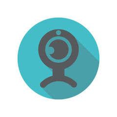 Poster - Web camera long shadow icon. Simple thin line, outline vector of restaurant icons for ui and ux, website or mobile application