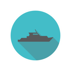 Sticker - Boat yacht long shadow icon. Simple thin line, outline vector of restaurant icons for ui and ux, website or mobile application