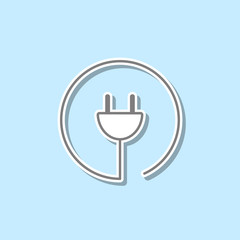 Poster - Plug in round sticker icon. Simple thin line, outline vector of web icons for ui and ux, website or mobile application