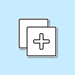 Poster - Add-on sign sticker icon. Simple thin line, outline vector of web icons for ui and ux, website or mobile application