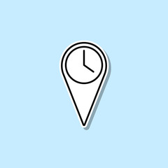 Poster - Clock in pin sticker icon. Simple thin line, outline vector of web icons for ui and ux, website or mobile application