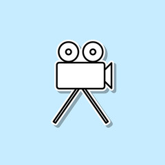 Canvas Print - Cinema camera sticker icon. Simple thin line, outline vector of web icons for ui and ux, website or mobile application