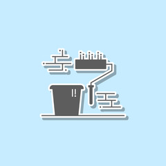 Poster - Wall painting work sticker icon. Simple thin line, outline vector of web icons for ui and ux, website or mobile application