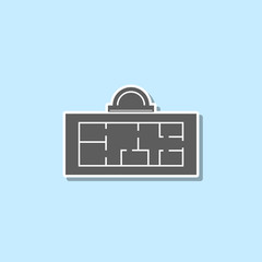 Poster - Building drawing plan sticker icon. Simple thin line, outline vector of web icons for ui and ux, website or mobile application