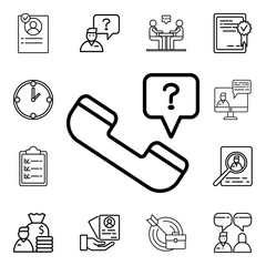 Fototapete - Handset with question icon. Detailed set of interview icons. Premium quality graphic design. One of the collection icons for websites, web design, mobile app