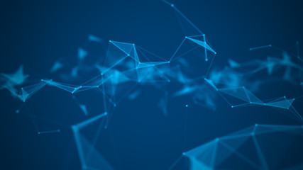 Poster - Big data visualization. Science background. Big data complex with compounds. Lines plexus
