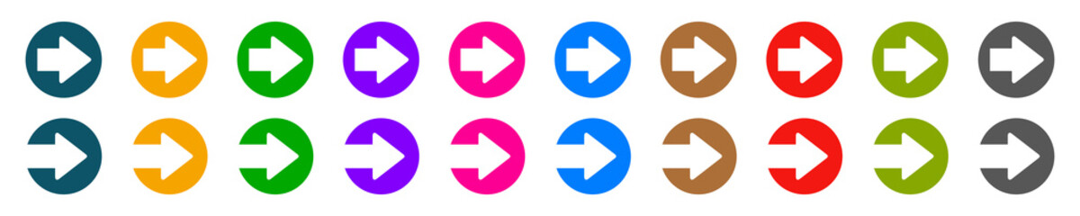 Poster - Set colorful arrow in circle icon – stock vector
