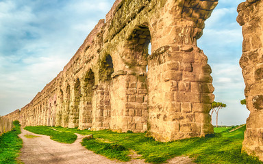 Fototapete - Ruins of the Parco degli Acquedotti, Rome, Italy