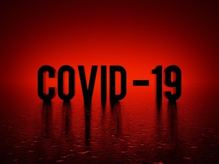 Poster - COVID-19, Coronavirus scientific code name on red dark background 3D render