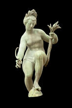 Ceres (Demeter) Olympian Goddess Of Agriculture, Harvest, Grain, And The Love Between Mother And Child. Ancient Statue Isolated On Black Background.