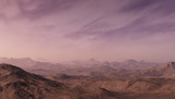 Fototapeta  - 3d generated fantasy landscape of lonely desert mountains