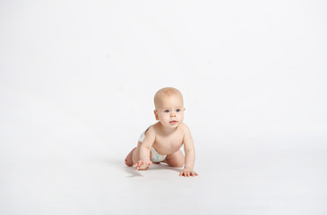 beautiful baby boy on white background