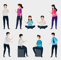 Sticker - group of business people avatar characters vector illustration design