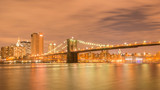 Fototapeta  - Night view of Manhattan and Brooklyn bridge