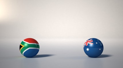 Wall Mural - flag. 3d render of international flagball. south africa-australia flag.