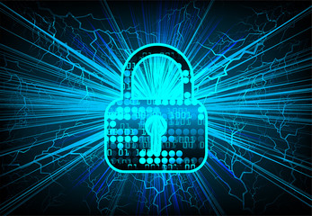 Closed Padlock on digital background, cyber security